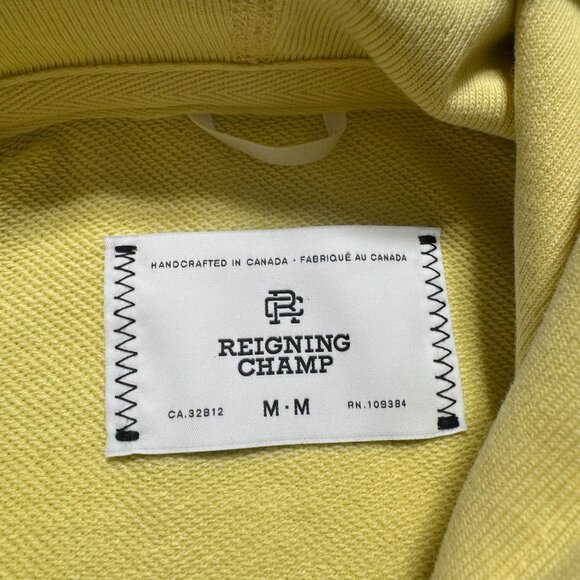 Reigning Champ Lightweight Terry Fleece Pullover Hoodie Yellow Medium - Picture 6 of 10
